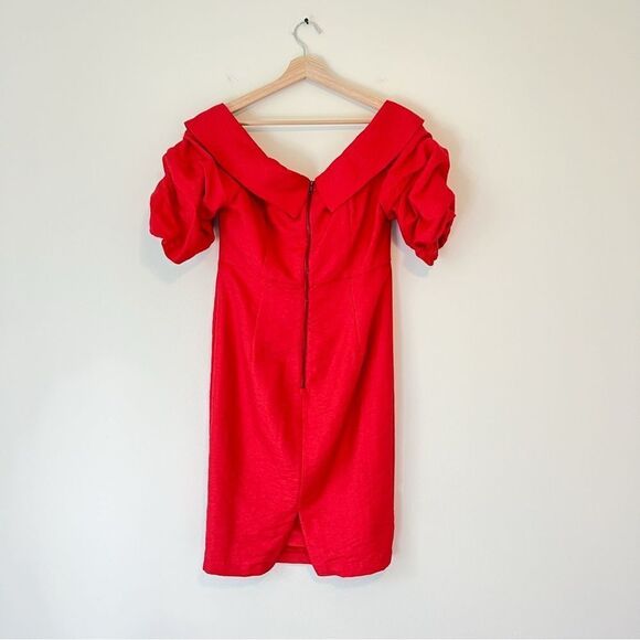 Bardot Devlin Twist Mini Dress in Lipstick Red Size 10 / L Off The Shoulder - Picture 7 of 11